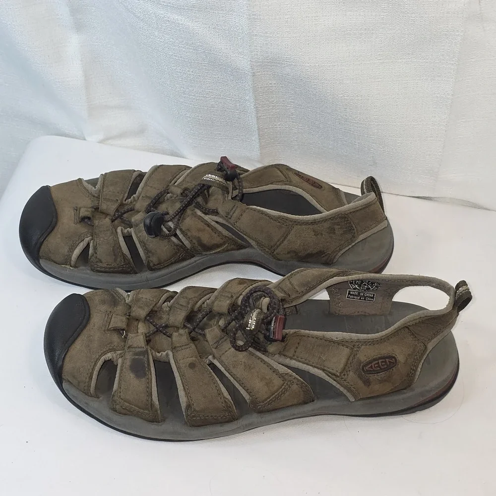 KEEN Men's Hiking Sandal US‎ 9.5 EU 42.5 Brown Leather Waterproof Cap Toe Trail